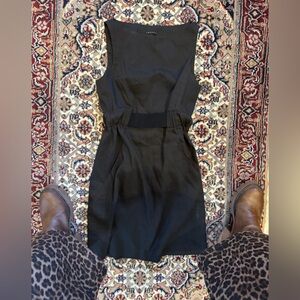 Theory Black Sleeveless Dress with Waist Detail